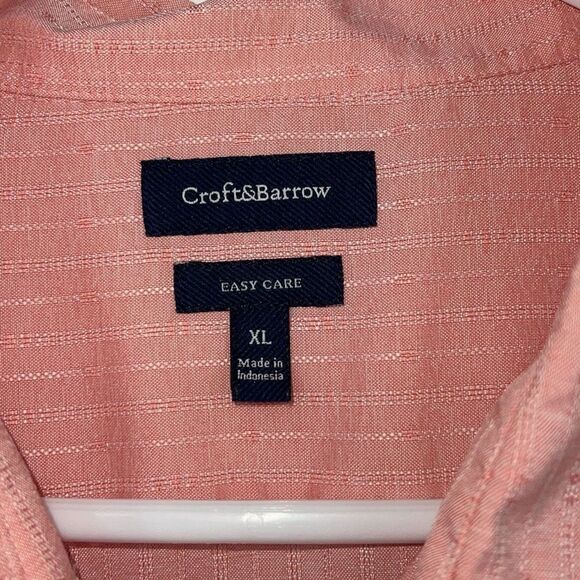 Croft & Barrow Easy Care Men’s Button Down Shirt Textured Peach Size XL - Picture 2 of 3